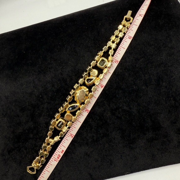 Vintage Gold Tone Rainbow Rhinestone Bracelet - Picture 3 of 3